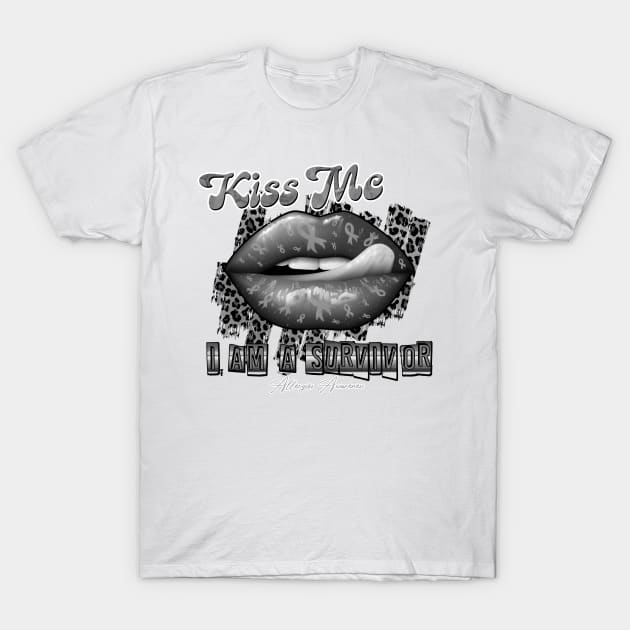 Allergies Awareness Ribbon Lips Kiss Me I am A Survivor Supporting GIft for Fighter T-Shirt by JerryCompton5879